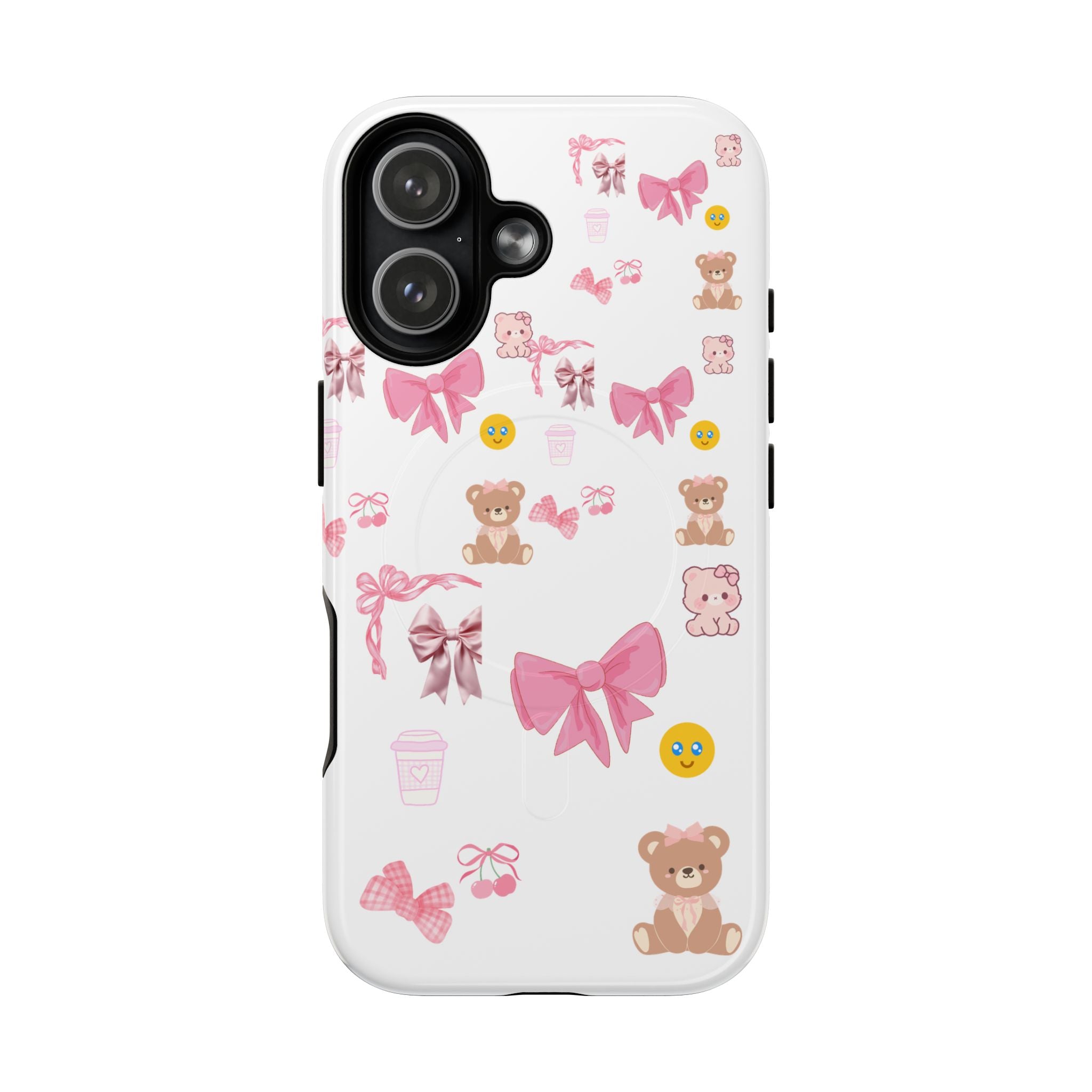 Cute Pink Bows & Teddy Tough Magnetic Phone Case — Protective Cute Phone Cover