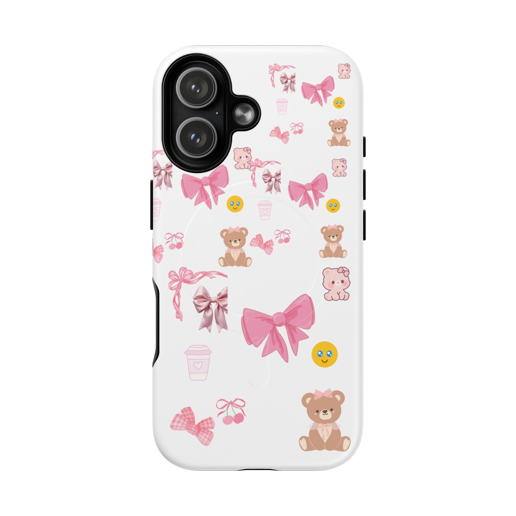 Cute Pink Bows & Teddy Tough Magnetic Phone Case — Protective Cute Phone Cover